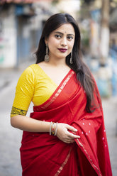 Soft Pure Chanderi Red Traditional Wear Bandhani Print Saree